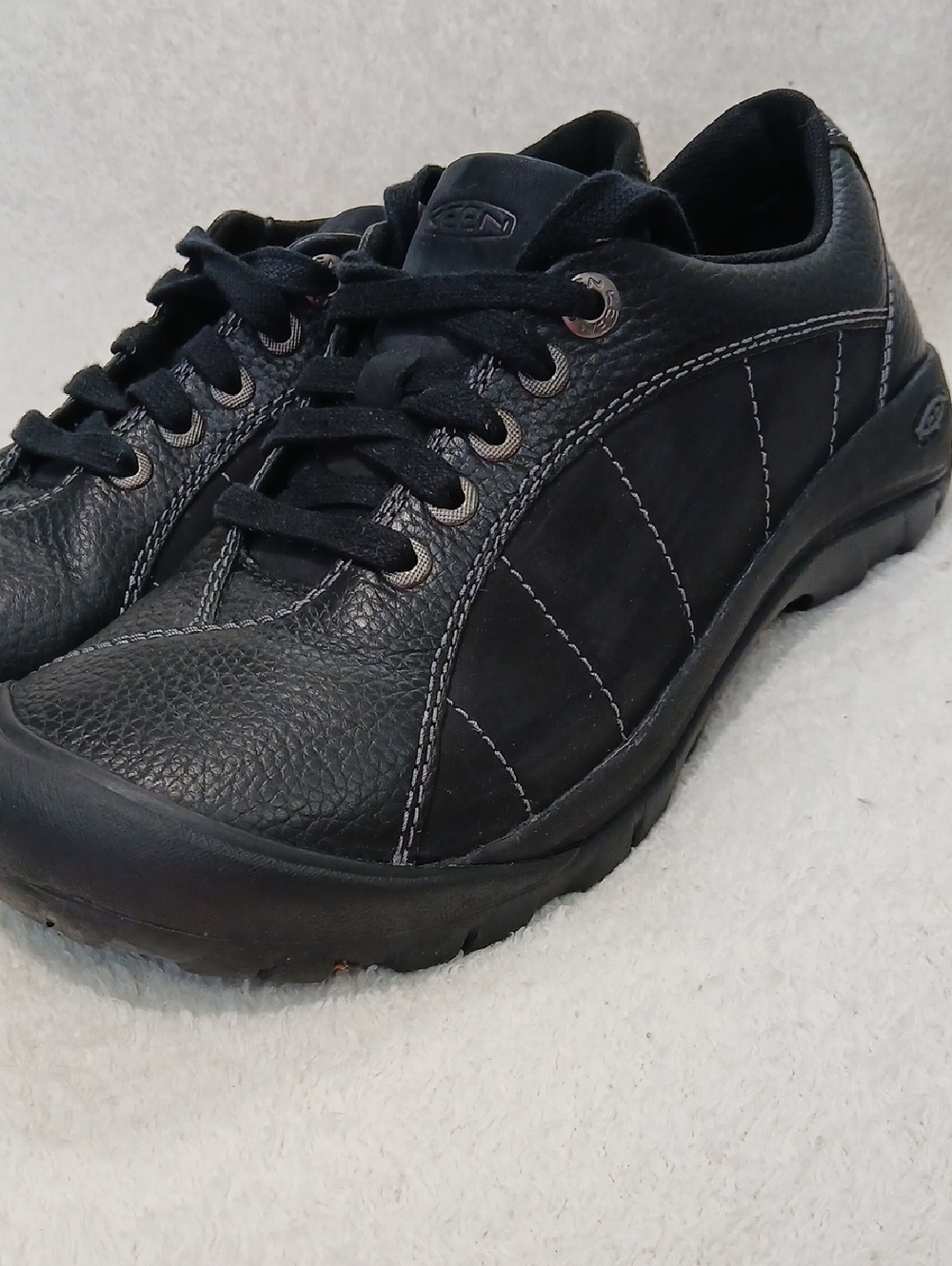 Women's Keen Presidio Black Leather Lace-Up Walking Shoes Sz 7.5 - Picture 5 of 9